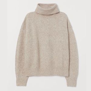 H&M Beige Knit Turtle Neck Wool Blend Sweater S